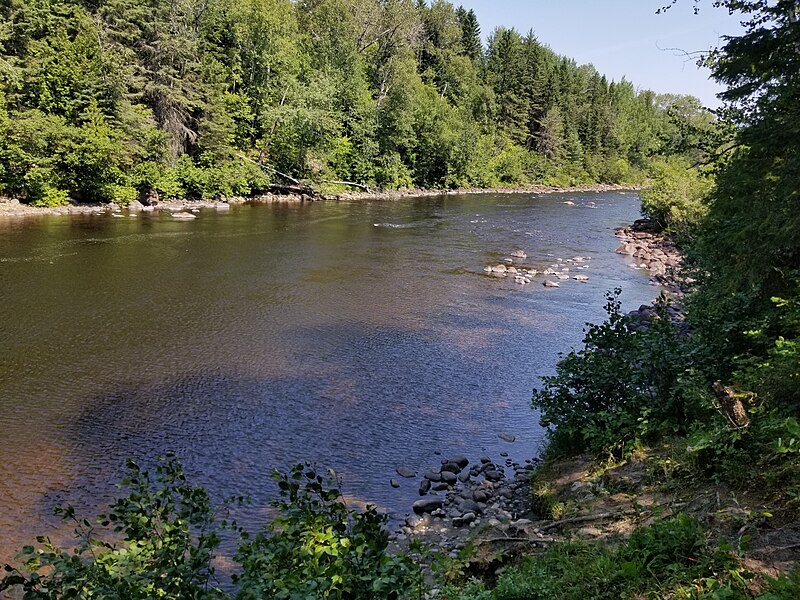 File:Rivière Malbaie à Clairmont, près du parc municipal. Photo prise de la rive Ouest-2018-07-20.jpg
