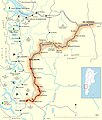 Carte du trajet du Vieil Express Patagonique, La Trochita