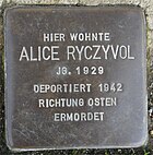 Ruesselsheim am Main Stolperstein Schäfergasse 20 Alice Ryczyvol.jpg