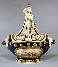 Sèvres pot-pourri vase in the shape of a ship
