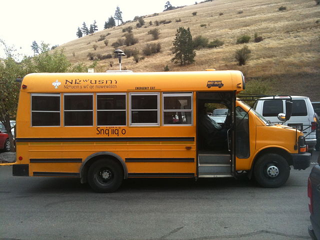 Salish Language Revitalization Institute school bus in Missoula, 2011