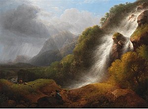Waterfall in an Italianate Landscape with Shepherds (Source: Wikimedia)