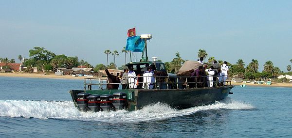 A LTTE Sea Tiger fast attack boat off Mullaitivu in May 2004.