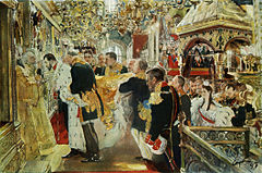 Anointing of Tsar Nicholas II of Russia during his coronation in 1896.