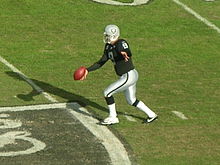 Shane Lechler of the Oakland Raiders punts the ball in November 2008 Shane Lechler punts at Falcons at Raiders 11-2-08.JPG