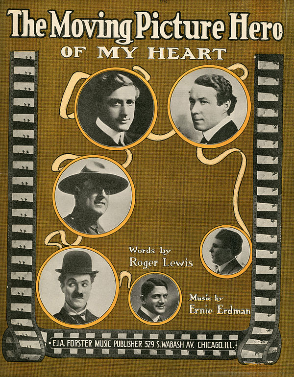 Cover of sheet music for "The Moving Picture Hero Of My Heart"