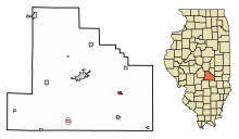 Shelbyn piirikunta Illinois Sisällytetyt ja rekisteröimättömät alueet Strasburg Highlighted.svg