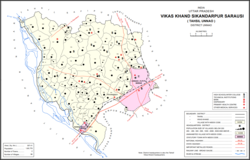 Map showing Rau Karna (#128) in Sikandarpur Sarausi CD block