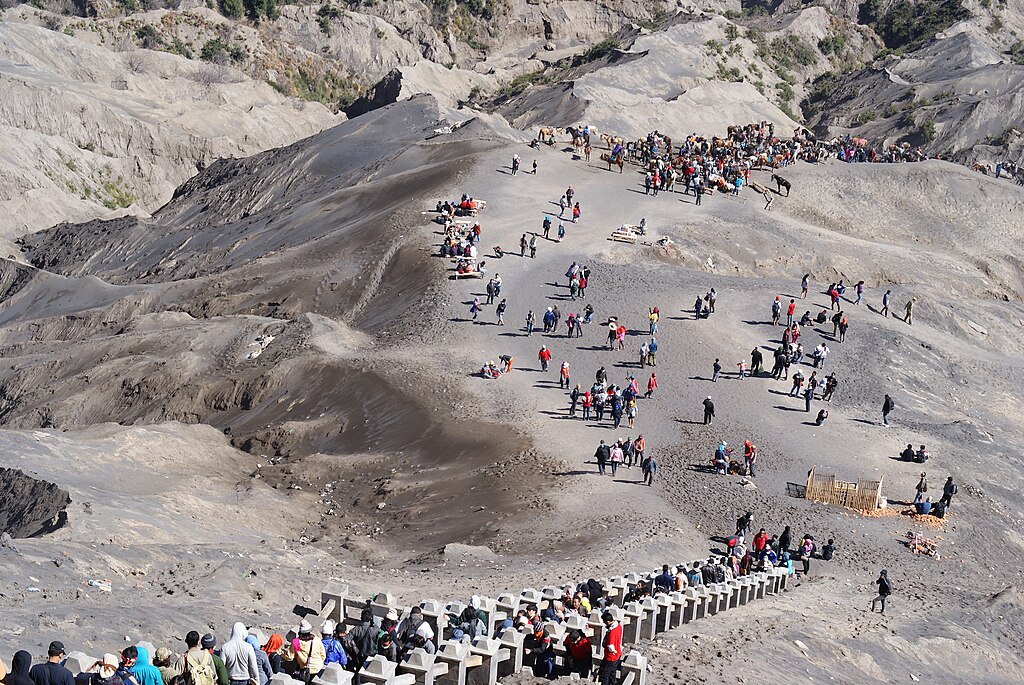 Stair climbing to Bromo crater
