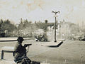 Image 55A British soldier facing a crowd of Greek Cypriot demonstrators in Nicosia (1956) (from Cyprus)