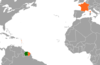 Location map for France and Suriname.