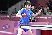 Deutsch: Tischtennis bei den Olympischen Jugendspielen 2018; Tag 9, 15. Oktober 2018; Mixed, Finale, Mixed-Doppel – Miu Hirano (JPN) gegen Sun Yingsha (CHN) 2:3 English: Table tennis at the 2018 Summer Youth Olympics at 15 October 2018 – Mixed Final, Mixed-Double – Miu Hirano (JPN) Vs Sun Yingsha (CHN) 2:3