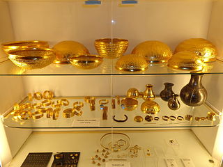 Treasure of Villena, 1000 BC, the biggest prehistoric gold hoard in Western Europe. Discovered in 1963. Tesoro de Villena 04.JPG