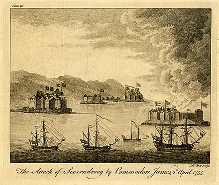 The second Bombay at the Attack of Severndroog by Commodore James, 2 April 1755
