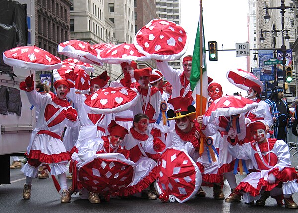Members of the Holy Rollers N.Y.B. in the 2008 parade presenting their theme "Our Hearts are Wild for Diamonds"