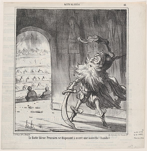 File:The Prussian bluebeard getting ready to finish off another new Chamber of Deputies, from 'News of the day,' published in Le Charivari, March 13, 1866 MET DP877437.jpg