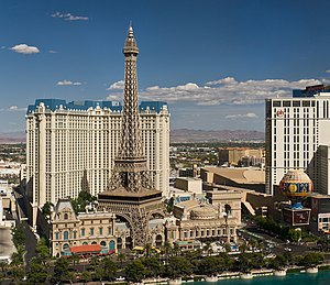 The hotel Paris Las Vegas as seen from the hotel The Bellagio.jpg