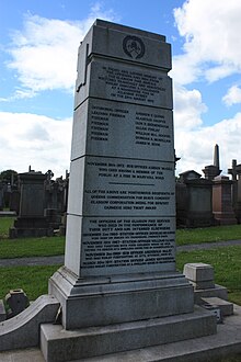 The memorial to those lost in the Kilbirnie Street Fire, Glasgow Necropolis The memorial to those lost in the Kilbirnie Street Fire, Glasgow Necropolis.jpg