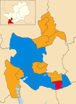 Map showing the results of the 2019 Three Rivers District Council election Three Rivers UK local election 2019 map.svg