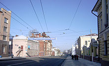 Tomsk was the largest Siberian city by the end of the 19th century, but was left aside of the Trans-Siberian Railway. Tomsk Lenin Avenue.jpg