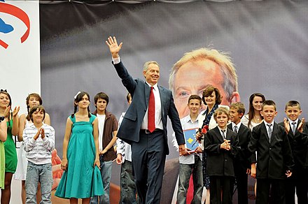 Blair in Kosovo meeting children named after him, 2010