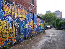 Graffiti in a Toronto alley in 2005. Toronto's Alley (37961474).jpg