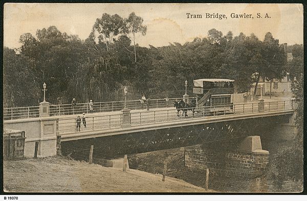 Horse Tram crossing the bridge in Gawler