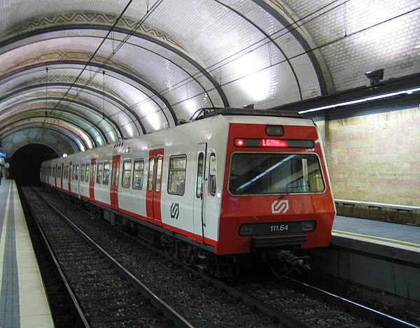 FGC train (111 series) in Barcelona.