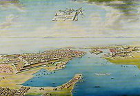 Панорама Выборга в конце XVIII века. На переднем плане — бастион Эуроп.
