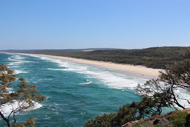 View south from Point Lookout of Main Beach, 2014