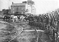 Wagonway "Little Eaton Gangway" in 1908. Built in 1775 using cast iron profiles for rails, it was the first railroad in the world that can be called an "iron way" – as railways are called in most European languages. A "tram" it only can be called in the meaning of a "light railway", though in relation of its age it was not even light.