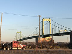 Walt Whitman Bridge connects South Philadelphia with South Jersey Walt Whitman Bridge Philadelphia.jpg