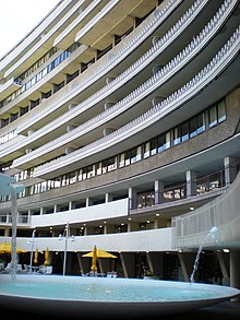 Looking up at the Watergate from the interior courtyard and shopping center Watergate Hotel & Apartments.jpg