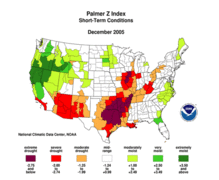 Sécheresse exceptionnelle (6 septembre 2005), en violet, les zones de sécheresse exceptionnelles