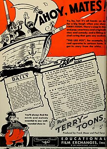 Paul Terry-toons ad in The Film Daily, 1932 "AHOY, MATES!" Paul Terrytoons ad - The Film Daily, Jan-Jun 1932 (page 352 crop).jpg