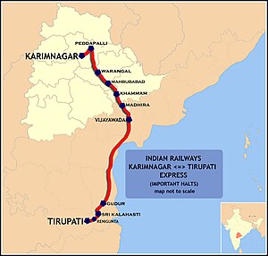 (Karimnagar–Tirupati) Express route map