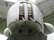 Пушки АМ-23 в кормовой оборонительной установке самолёта Ту-142.JPG