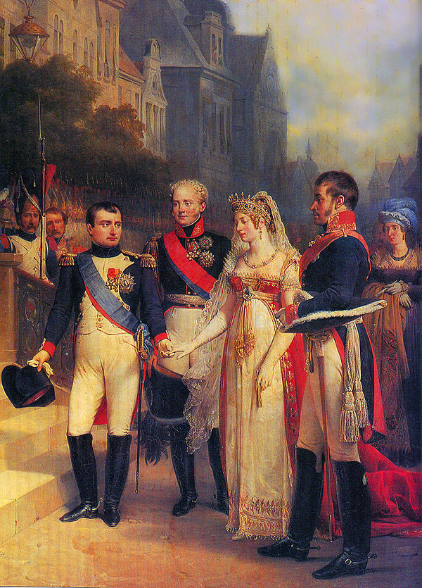 Napoleon, Alexander I of Russia, Queen Louise of Prussia, and Frederick William III in Tilsit, 1807. Painted by Nicolas Gosse, c. 1900