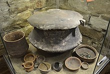 Lusatian culture pots on display at the Sanok's archaeology museum