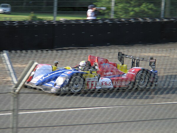 Ayari driving the Oreca 01 during the 2009 24 Hours of Le Mans.