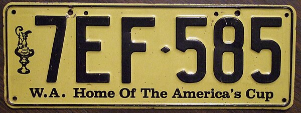 "Home of the America's Cup" vehicle registration plate