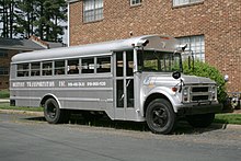 1977-1983 Thomas Saf-T-Liner Conventional on Chevrolet chassis in North Carolina (retired) 2009-05-03 Destiny Transportation school bus taxi (front).jpg