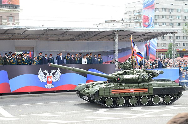 Russian-armed separatist militants in Donetsk, May 2018