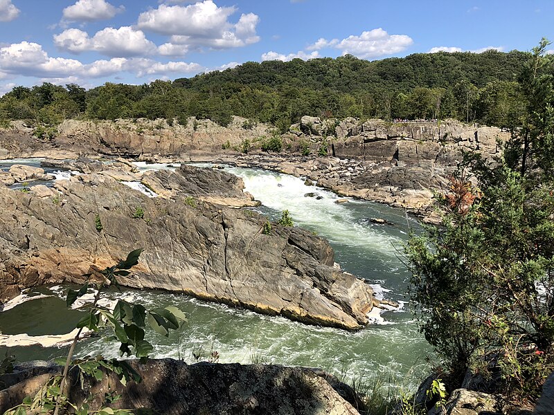 File:2019-09-07 15 10 28 View east-northeast towards the Great Falls of the Potomac River from Overlook 1 about 100 feet downstream of the falls within Great Falls Park in Great Falls, Fairfax County, Virginia.jpg