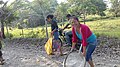 2019 Mexican women showing her matayahual traditional Nahuat Aztec fishing net in Veracruz south Mexico (2).jpg