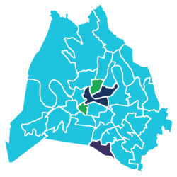 2019 Nashville mayoral election first round results map by metropolitan council district.png