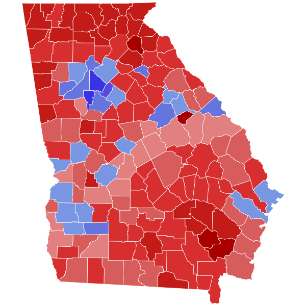 File:2022 Georgia gubernatorial election results map by county.svg