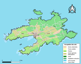 Kolorowa mapa przedstawiająca użytkowanie gruntów.