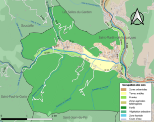 Kolorowa mapa przedstawiająca użytkowanie gruntów.