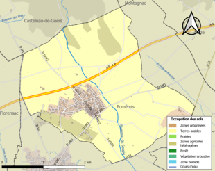 Kolorowa mapa przedstawiająca użytkowanie gruntów.